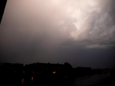 Lightning at thunderstorm from Spandauer-See-Brücke 55
