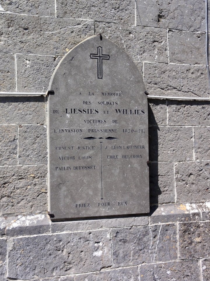 Liessies (Nord, Fr) plaque commémorative 1870