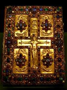 Lindau Gospels, jeweled cover, France, workshop of Charles the Bald, c. 870-880 AD, for a gospel book in Latin, Switzerland, St. Gall, late 800s AD - Morgan Library & Museum - New York City - DSC06591