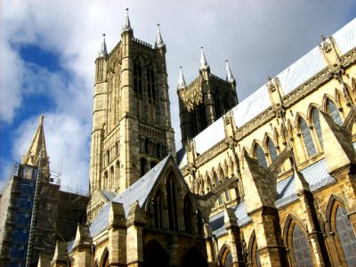 Lincoln cathedral, the west towers from the south photo