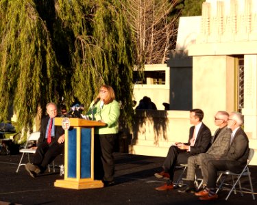 Linda Dishman speaking at Hollyhock House re-opening 2015-02-13