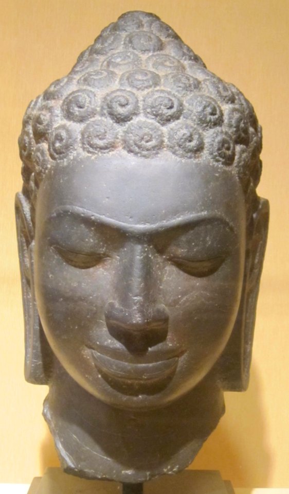 Limestone head of Buddha from Thailand, Mon Dvaravati style, 8th-10th century, HAA
