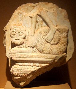 Limestone architectural fragment with a mythological creature from Andhra Pradesh, India, c. 3rd century CE, HAA photo