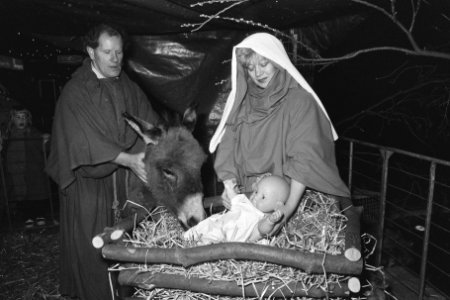 Levende kerststal in winkelcentrum Babylon in Den Haag, Bestanddeelnr 933-8484