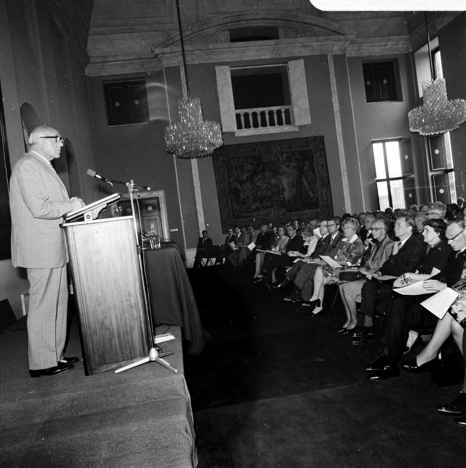 Lezing Tussentijds Bestek in Paleis op de Dam, Bestanddeelnr 926-4195