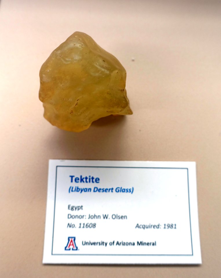 Libyan desert glass, Egypt - University of Arizona Mineral Museum - University of Arizona - Tucson, AZ - DSC08494