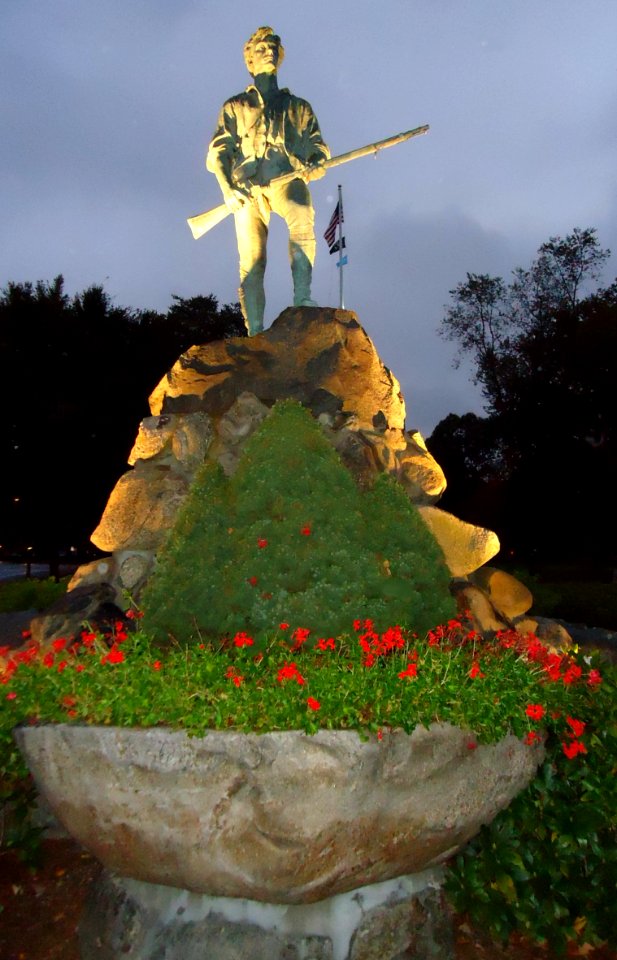Lexington Massachusetts statue of Minuteman early twilight autumn 2013