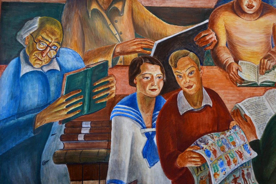 Library by Bernard Baruch Zakheim, detail - Coit Tower, San Francisco, CA - DSC04818
