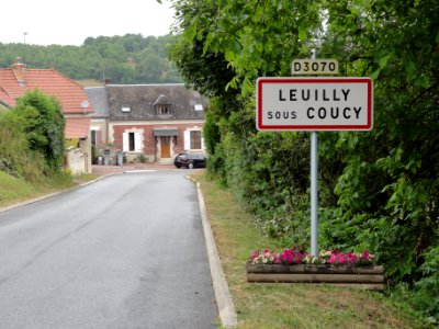 Leuilly-sous-Coucy (Aisne) city limit sign