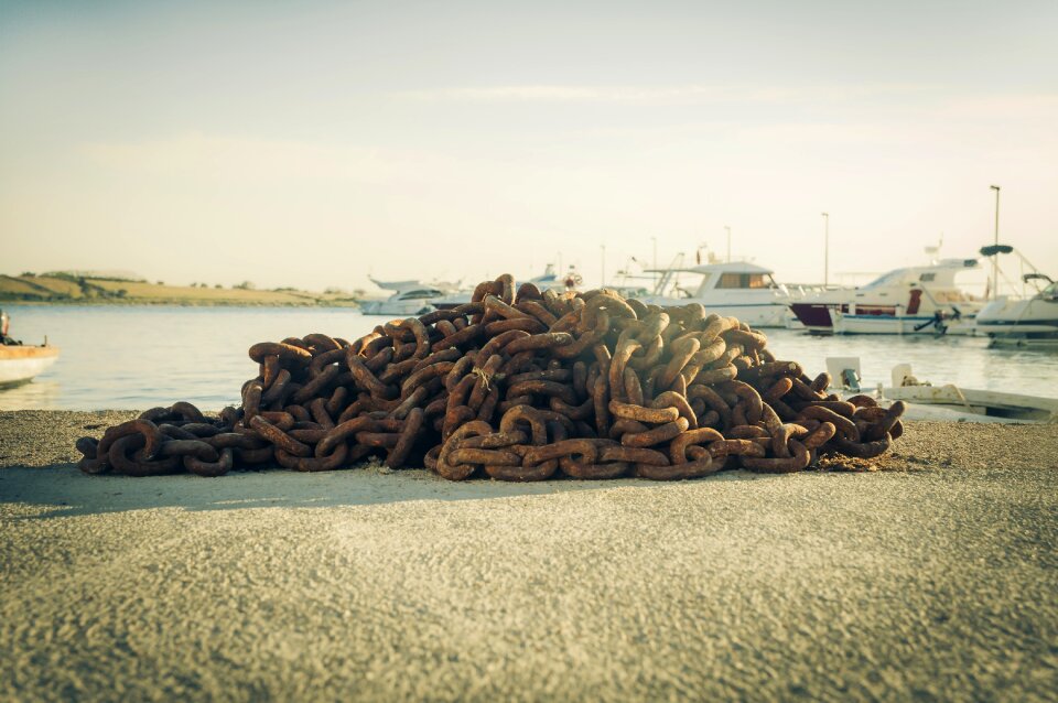 Iron links of the chain brown