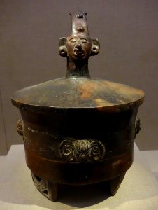 Lidded vessel for chocolate, Mexico or Guatemala, Early Classic Maya, 400 AD, earthenware - De Young Museum - DSC00578