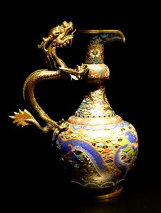 Libation pitcher, China, Qing dynasty, Qianlong period, 1736-1795 AD, copper enamel - Museu do Oriente - Lisbon, Portugal - DSC06947
