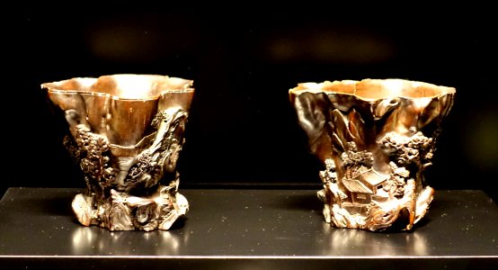 Libation cups, China, Qing dynasty, 19th century, wood - Museu do Oriente - Lisbon, Portugal - DSC06950