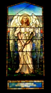 Lida Mitchell Fenton Window, Joseph Laubner designer, Tiffany Studios, c. 1900, glass, pigment, lead, copper foil - Cincinnati Art Museum - DSC04318
