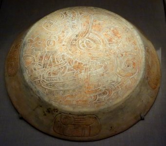 Lid of two-part cache vessel with Maize God imagery, Mexico, Early Classic Maya, 100-400 AD, earthenware and pigment - De Young Museum - DSC00619