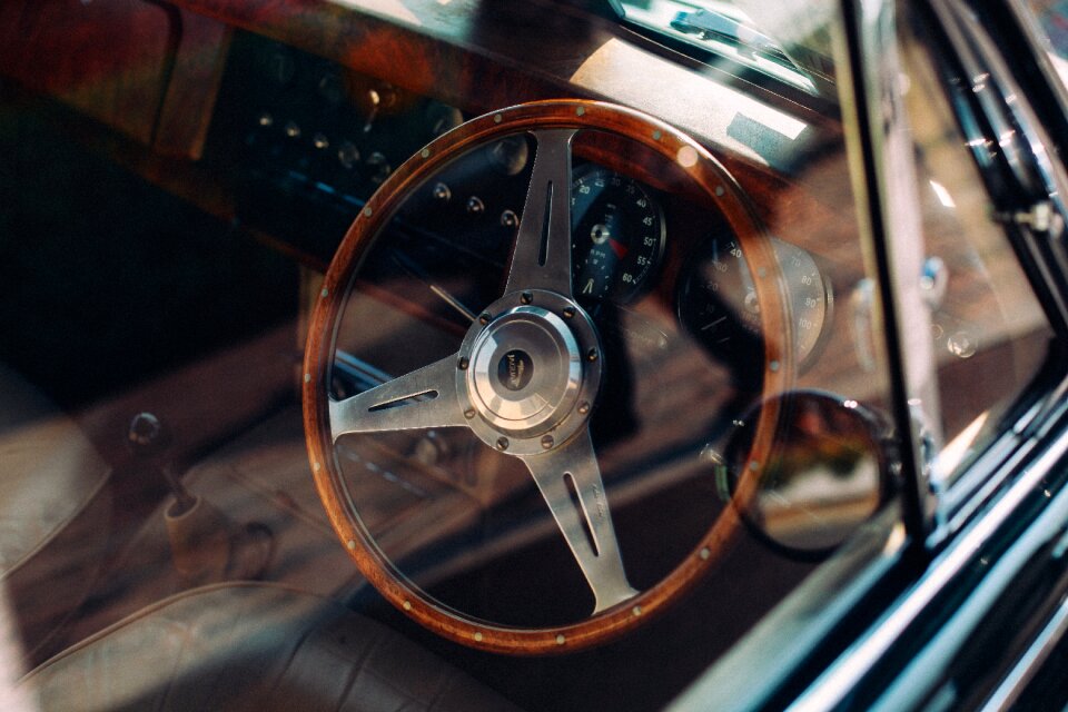 Car interior dashboard speedometer