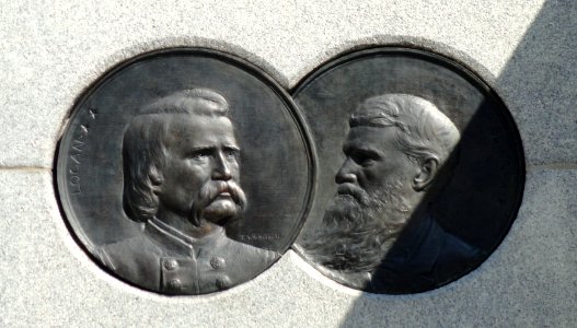 Logan and Blair medallions - General William Tecumseh Sherman Monument - Sherman Plaza - Washington DC - DSC08306