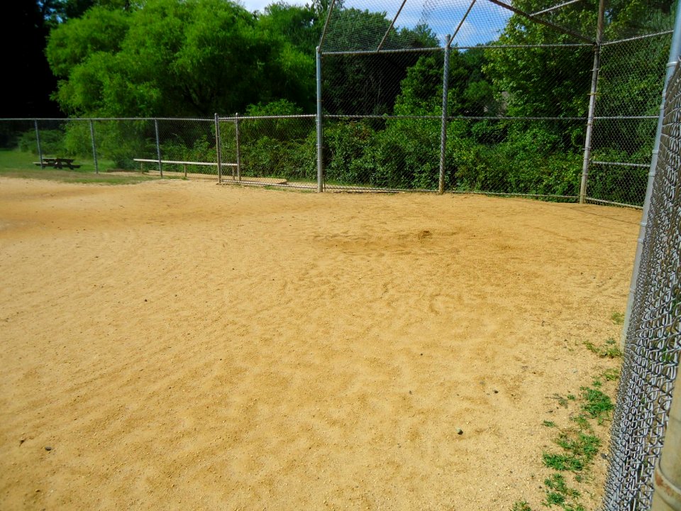 Loantaka Brook Reservation bikeway section of baseball field