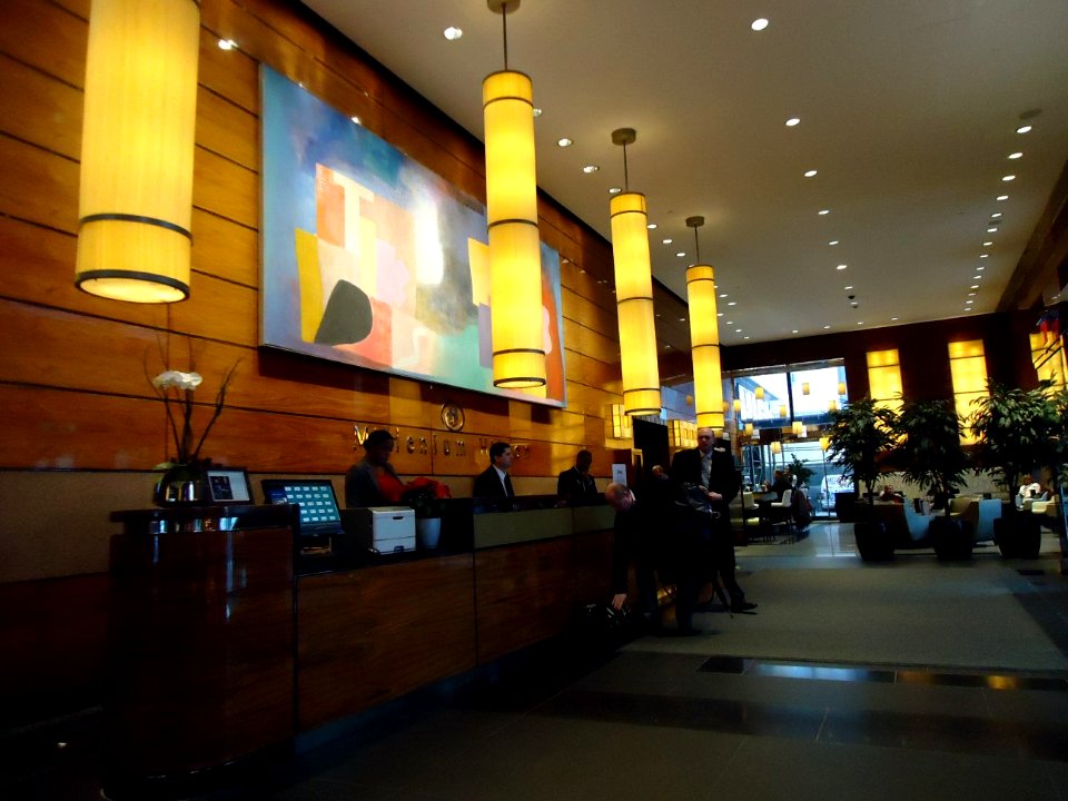 Lobby at a hotel near the 911 Memorial in New York City