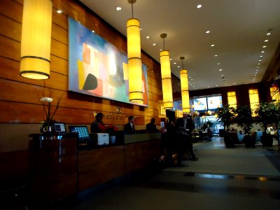 Lobby at a hotel near the 911 Memorial in New York City