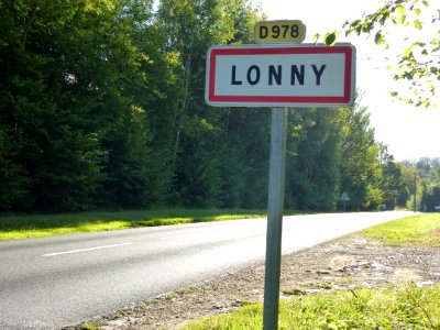 Lonny (Ardennes) city limit sign