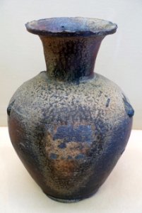Long-neck bottle, Sue ware, Heian period, 900s AD, ceramic - Hakone Museum of Art - Hakone, Kanagawa, Japan - DSC08215