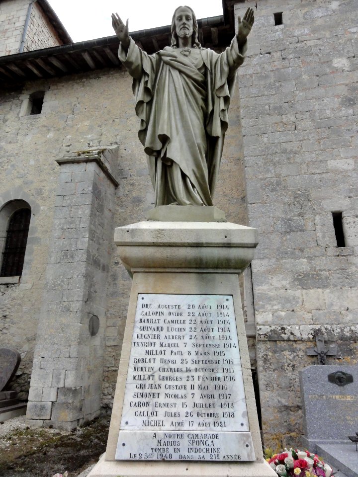 Longeaux (Meuse) monument aux morts statue Sacré-Coeur (02)