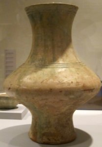 Long-necked vessel, Han dynasty, earthenware with glaze, Honolulu Museum of Art photo