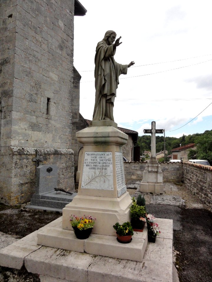 Longeaux (Meuse) monument aux morts statue Sacré-Coeur (01)
