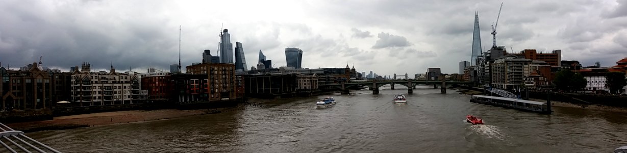 London - Millennium Bridge, panoramic view to the east photo