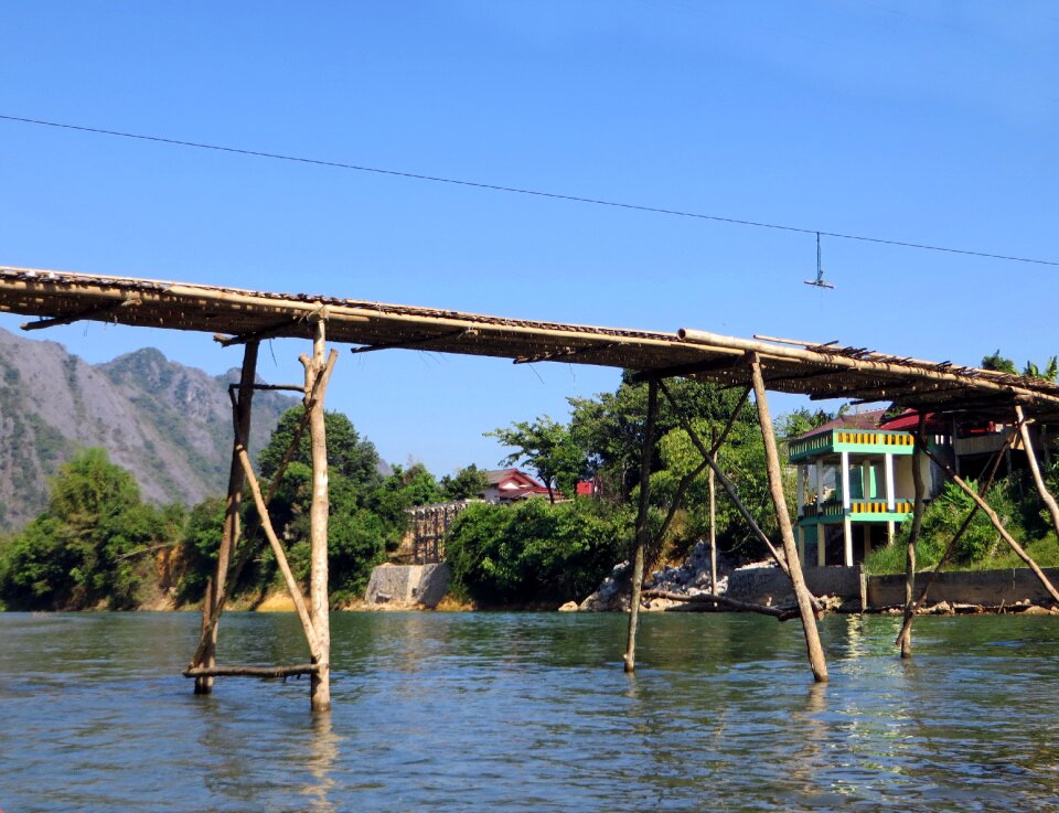 Bamboo bridge rustic trolley