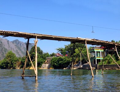 Bamboo bridge rustic trolley