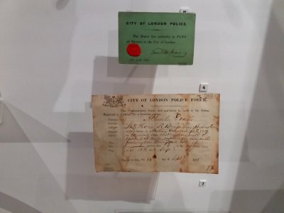 London - City of London Police Museum, pass (1855) and summons (1875)