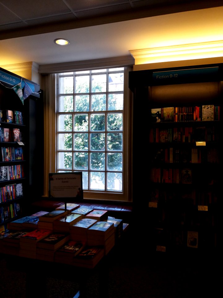 London - Kensington High Street, Waterstones library, window