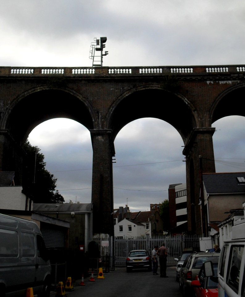 London Road Railway Viaduct seen from Campbell Road, Brighton (September 2010)