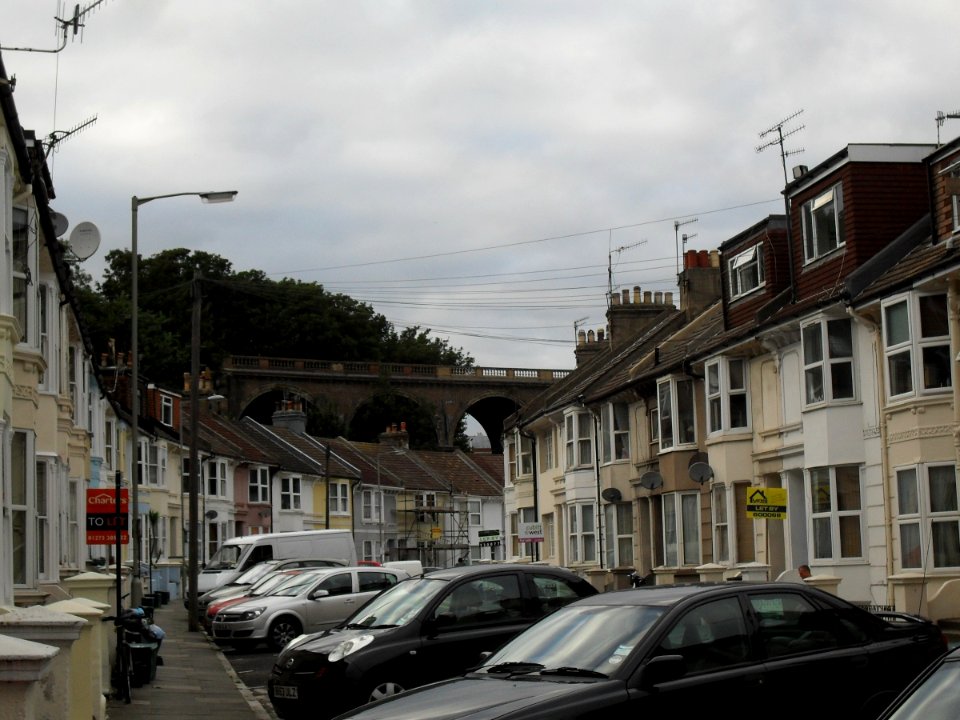 London Road Railway Viaduct seen from Argyle Road, Brighton (September 2010)