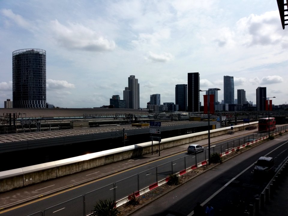 London, Stratford - Montfichet Road, from the pedestrian bridge, looking to the south