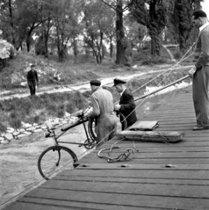 Loods maakt aanstalten om met zijn fiets de Damco 230 te verlaten via de zwaaib…, Bestanddeelnr 254-1576