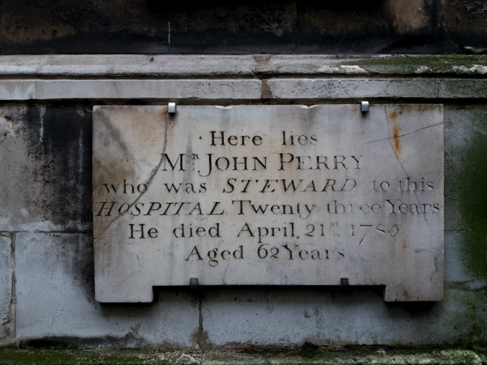 London - Christchurch Greyfriars Garden, John Perry plaque