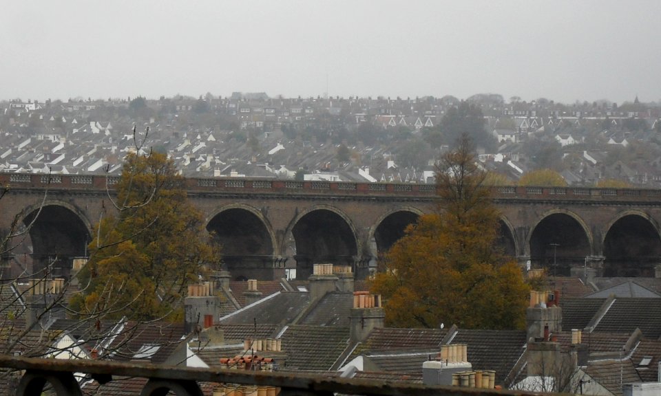 London Road Railway Viaduct seen from The Greenway, New England Quarter, Brighton (November 2010) (1)