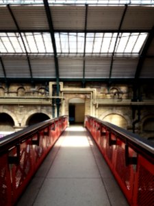 London - Paddington station, bridge over the platforms photo