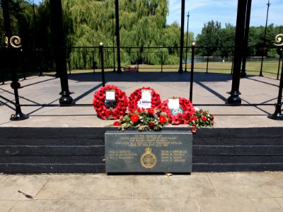 London - Regent's Park, bandstand with memorial to the bandsmen of the 1st Battalion who died on the 20th July 1982