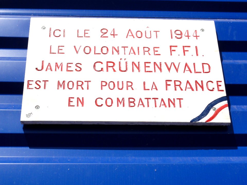Longuyon (Meurthe-et-M.) plaque commémorative James Grünenwald 1944