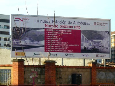 Logroño - Cartel anunciador de la nueva estación de autobuses 1