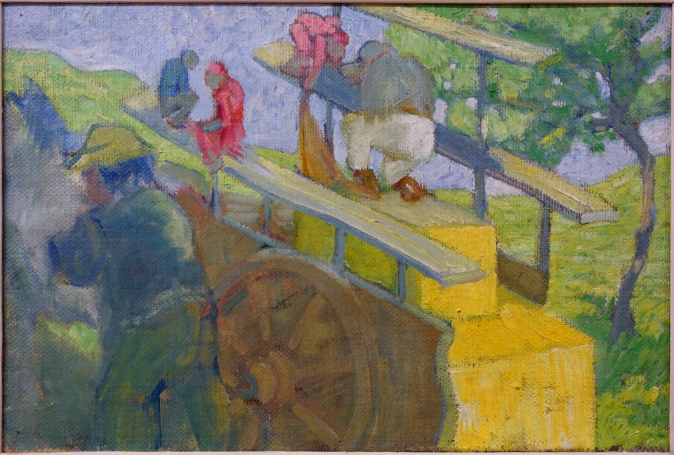 Little monkey on a cart, by Franz Marc, 1906, oil on burlap - Germanisches Nationalmuseum - Nuremberg, Germany - DSC02434