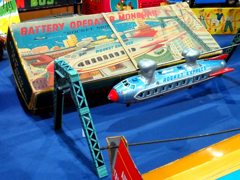 Litho tin toy MONORAIL ROCKET-SHIP - LINEMAR, Rocket Express pic3