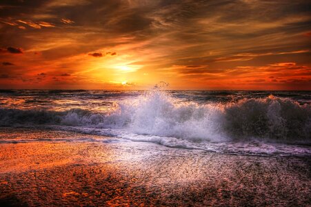 Sea water sunset photo