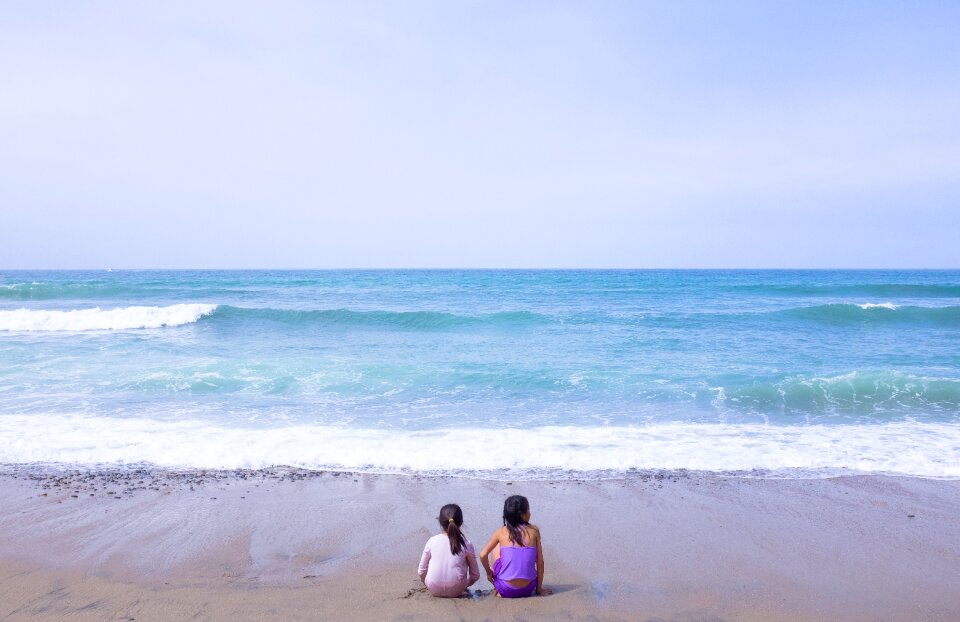 Water children playing blue beach