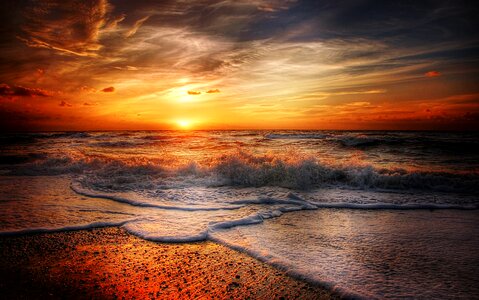 Sea water sunset