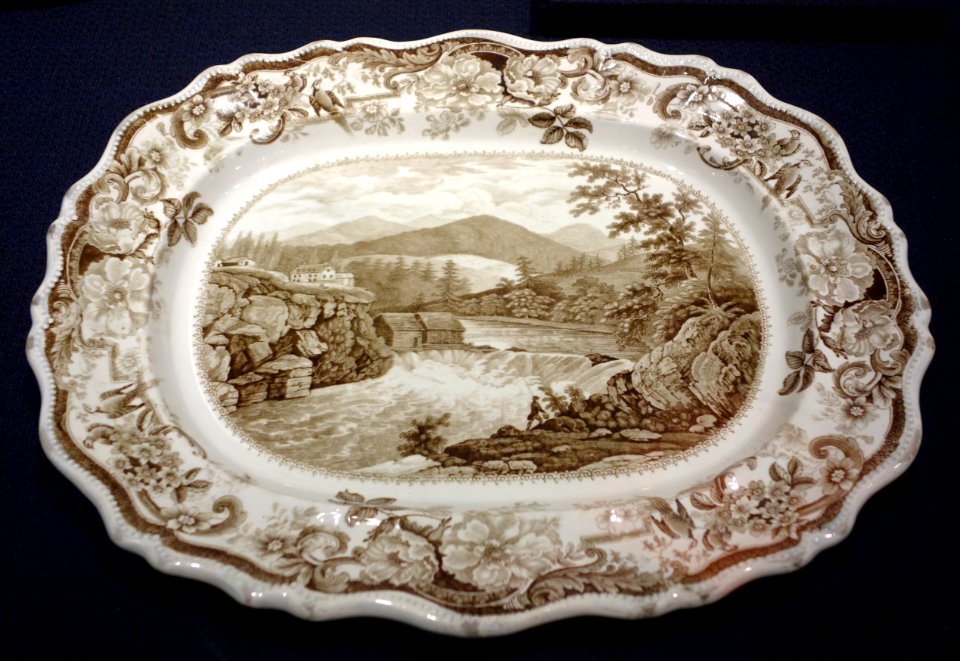 Little Falls at Luzerne, Hudson River, by James and Ralph Clews, Cobridge, Stoke-on-Trent, England, 1829-1836, glazed earthenware - Brooklyn Museum - DSC09350